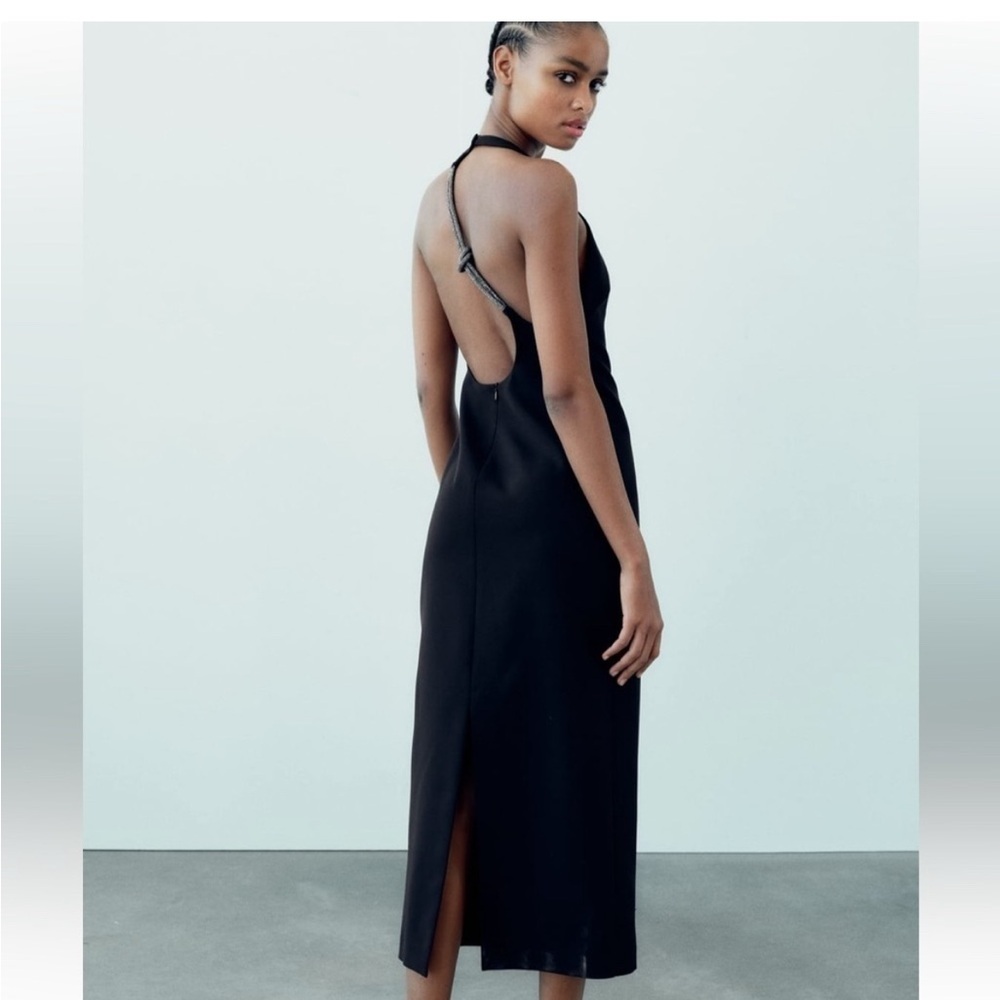 Zara Black Asymmetrical Halter Dress - Picture 6 of 11
